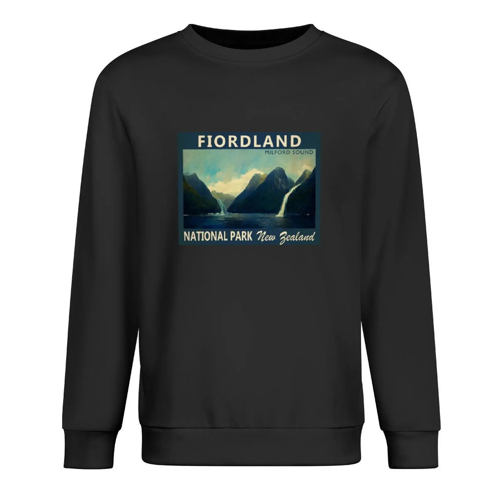 

Fiordland National Park New Zealand Watercolor Vintage Pullover men wear korean clothes aesthetic clothing japanese style hoody