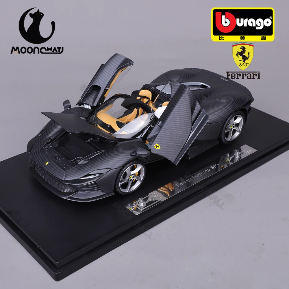 New Bburago 1:18 Ferrari Daytona SP3 50th Anniversary Carbon Fiber 50th Alloy Miniature Diecast Model Limited Edition Toy Gift