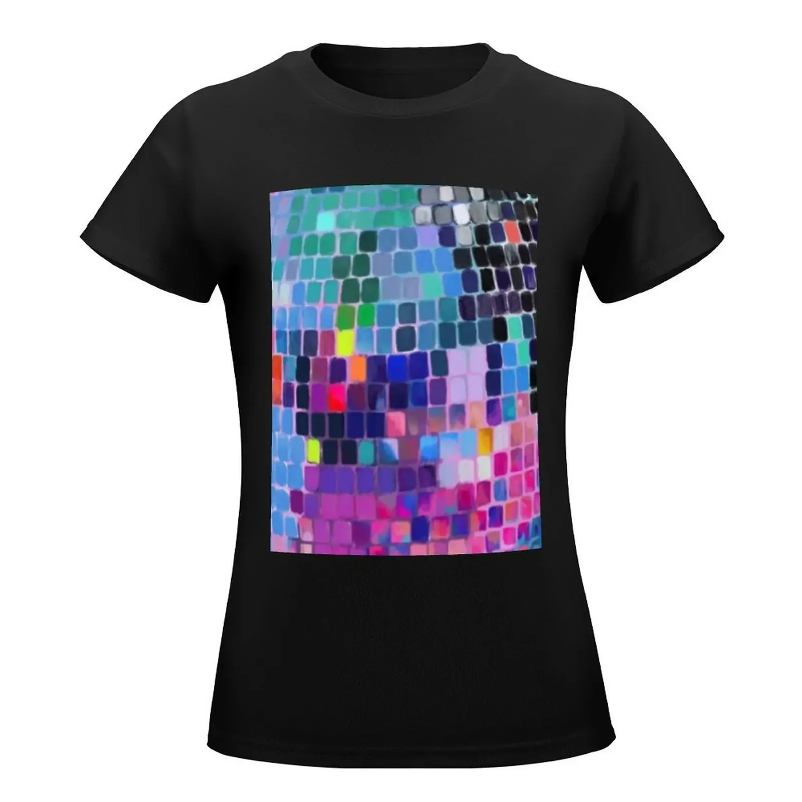 Disco ball rainbow disco fever boogie dance retro 70s club disco party checkered colorful vintage glass squares T-Shirt