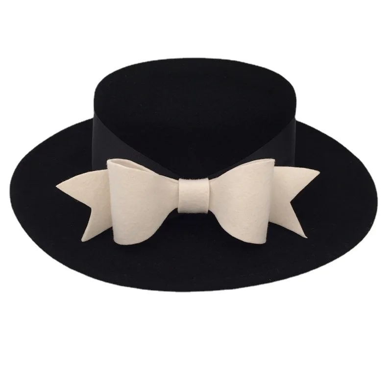 Winter Luxury Black White Wool Fedora Hats For Women Fashion Formal Wedding Decorate Men Church Cap Panama Felt Jazz Hats