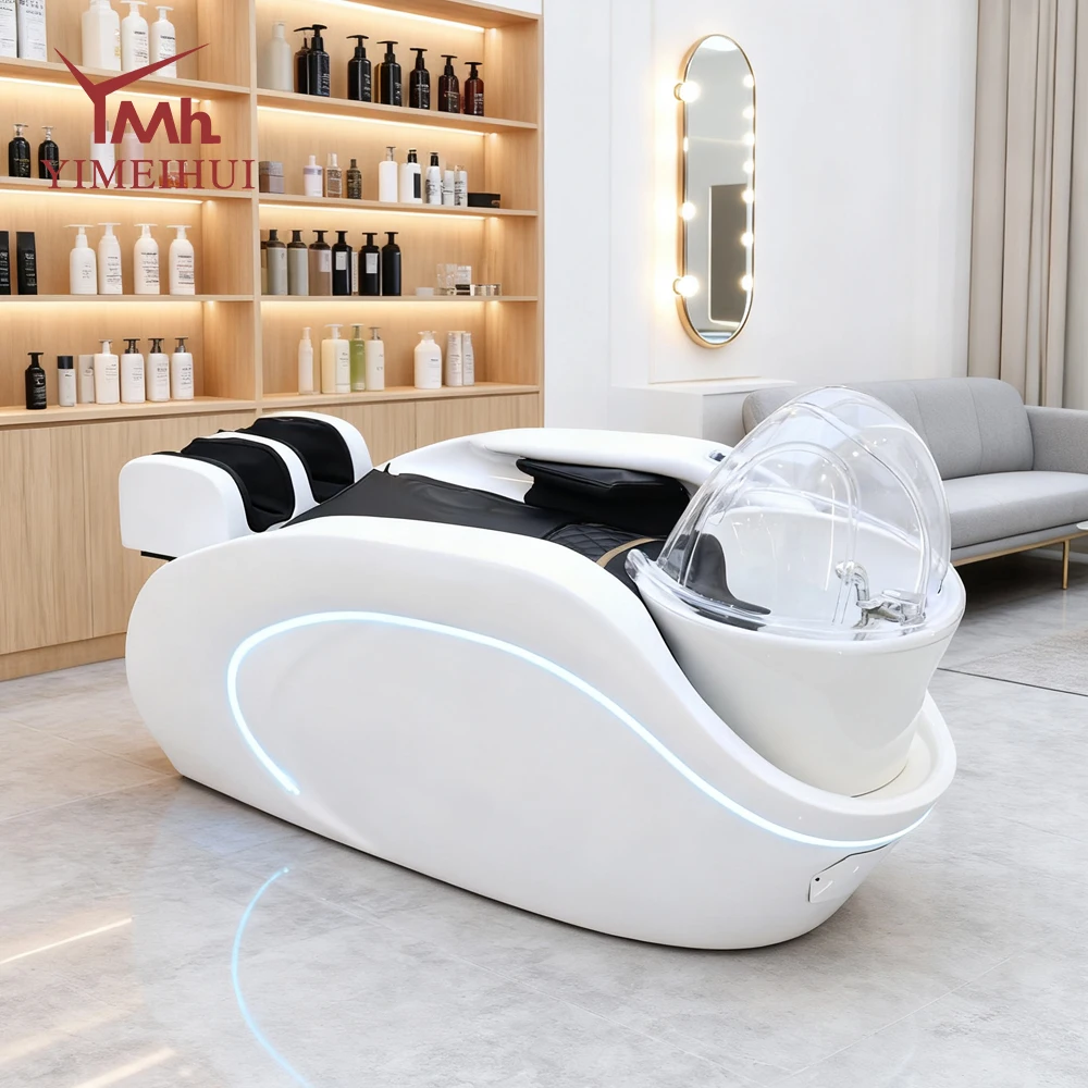 Modern intelligent hair salon lay down furniture electric washing bed shampoo beds with bowl