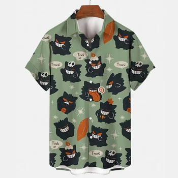 Pokémon, Pikachu, Gengar, Ronflex, chemises fleuries, hommes femmes, shorts, manches courtes, pantalons de couple boutonnés, pyjama tendance, veste de plage anime 10 meilleures robe de chambre Pokémon en vente - No 6