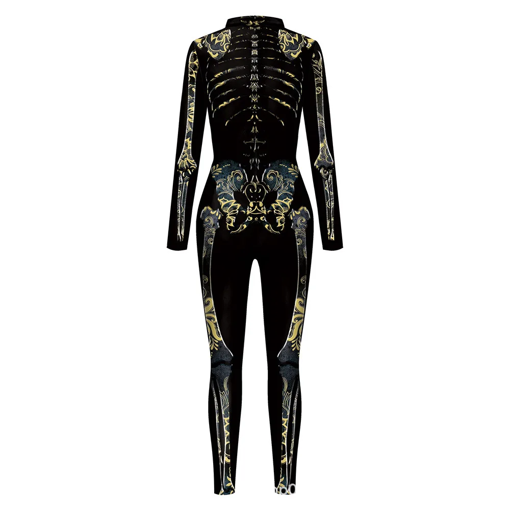 Damen 3D-gedruckter Skelett-Catsuit Jumpsuit Sexy Cosplay-Kostüm für Halloween-Party Modischer Cosplayer Aerial Yoga Bodysuit – Detail 8