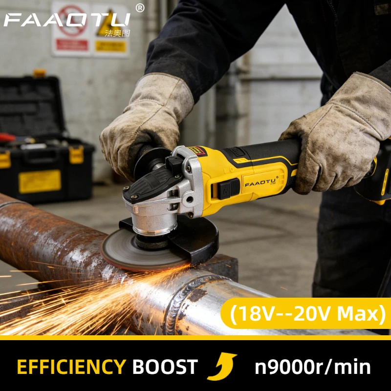 

FAAOTU DCG405N 20 В Бесщеточная аккумуляторная угловая шлифовальная машина Портативный инструмент для резки и полировки, совместимый с батареей Dewalt