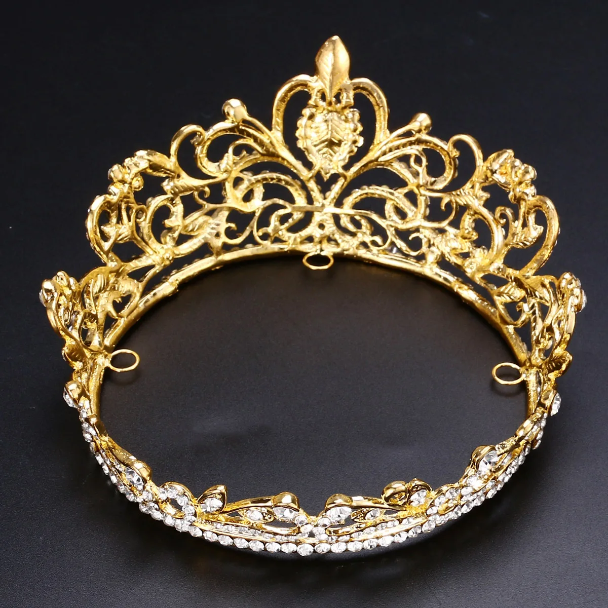 

Heart Shaped Rhinestone Tiara Crown Gold Alloy Lightweight Bridal Jewelry For Wedding Party Prom Women Crowns Hair Styling
