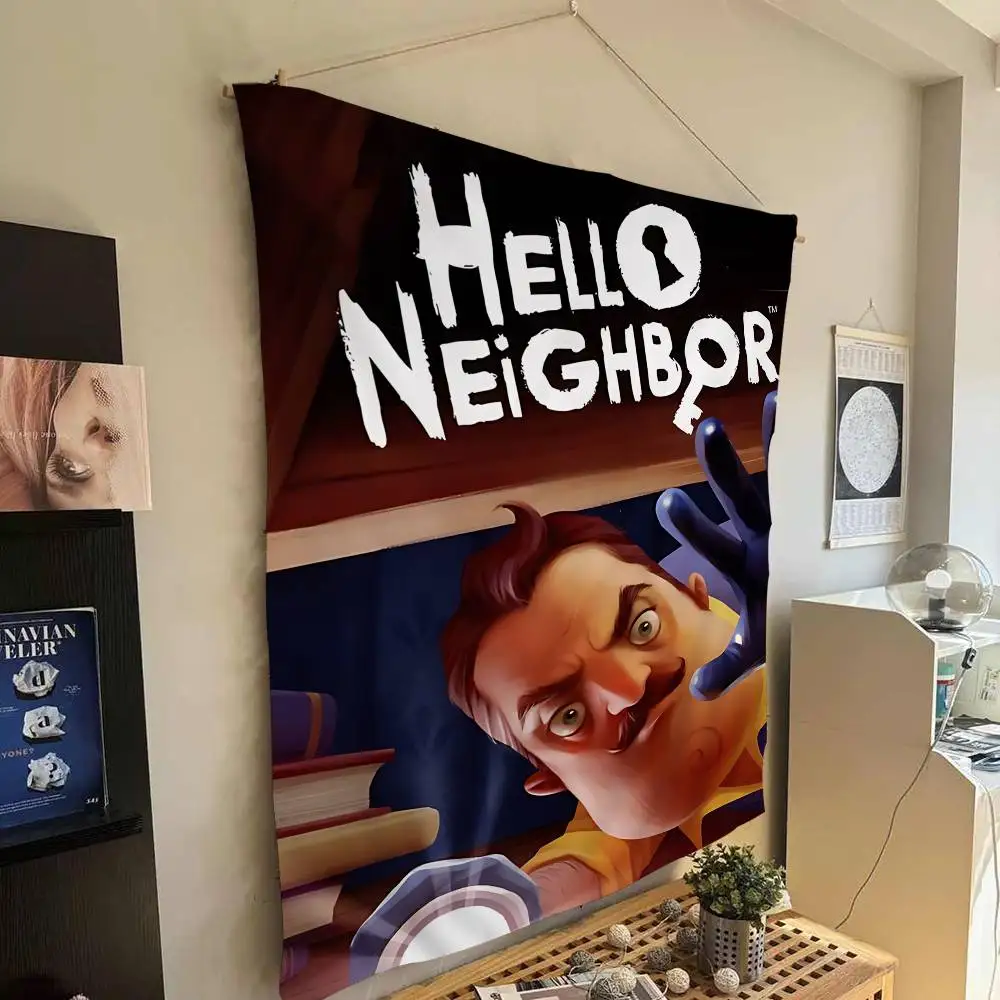 لعبة رعب شعبية مرحبا N-الجيران الكرتون نسيج الفن الخيال العلمي غرفة ديكور المنزل الجدار الشنق ديكور المنزل #3
