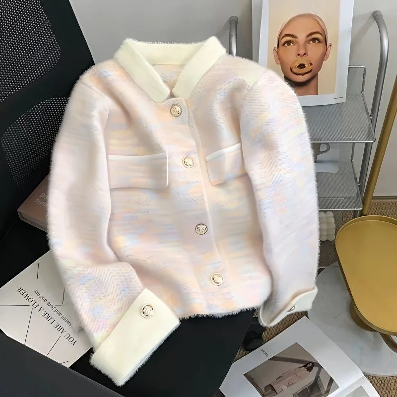 

Весенняя коллекция: Фиолетовая верхняя одежда в корейском стиле, маленький французский жакет, цельный, китайского происхождения, 100% триацетат.