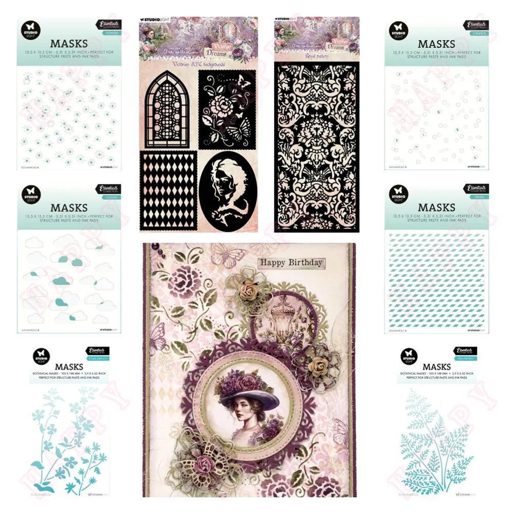 New DIY Stencil Diary Scrapbooking Easter Craft Engraving Making Stencil Royal Pattern Stripes Sfloral Pattern Atc Backgrounds