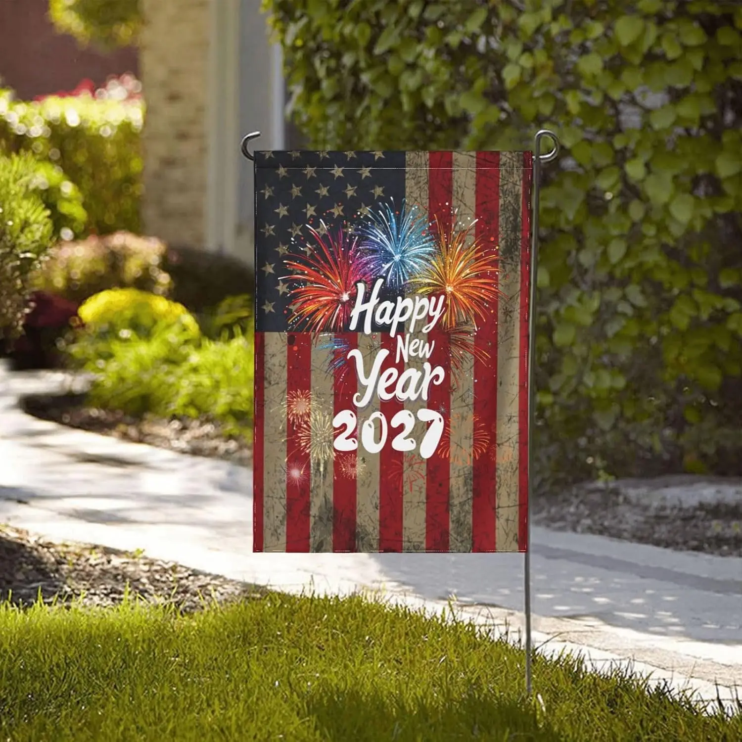 Happy New Year 2027 Party Double-Sided Garden Flag 12.5