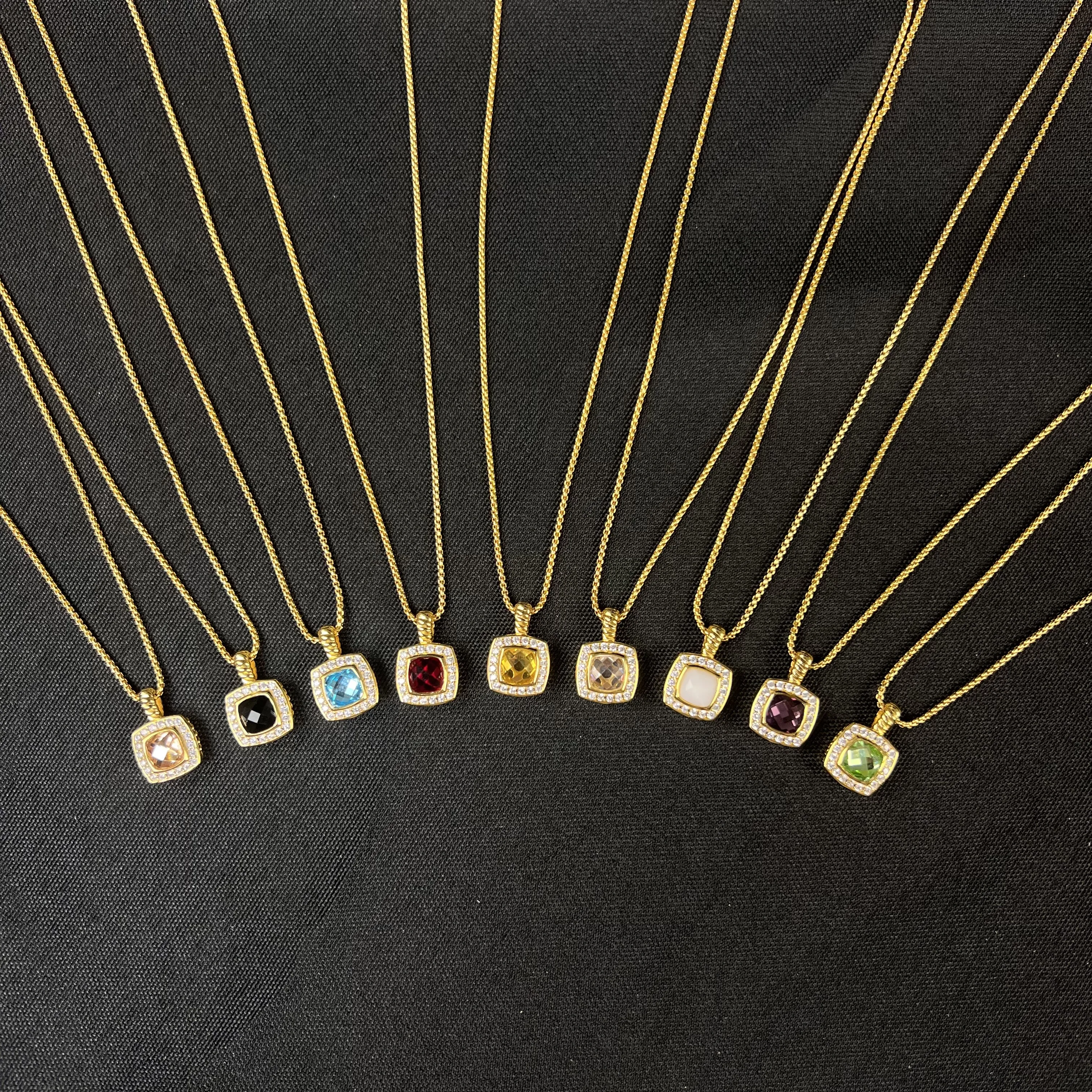 

S925 sterling silver 2025 new gold square diamond crystal necklace neutral fashion trend retro personality luxury jewelry gift