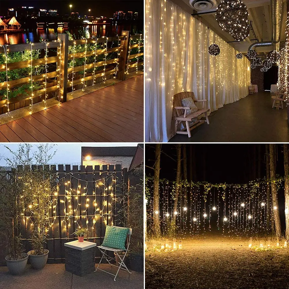 Imagem -04 - Impermeável Led Icicle String Light para Decoração de Casa Conectar Guirlandas de Cortina Decorações de Natal ue Eua Plug 3x1 3x2 3x3 6x3m 2023