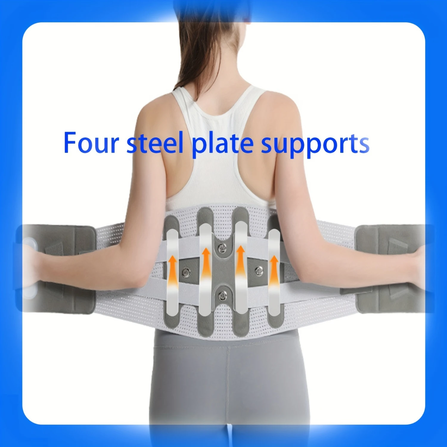 Four-Plate Steel Lumbar Support Belt for Men & Women - Adjustable Waist Trainer with 3D Biometric Support for Lower Back Curve R