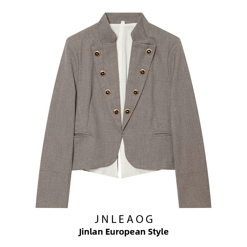 

JNLEAOG Women's Slim Fit Suit Jacket Summer New Style Fashionable Versatile Design Flip Cover Button Decoration Polyester Lon...