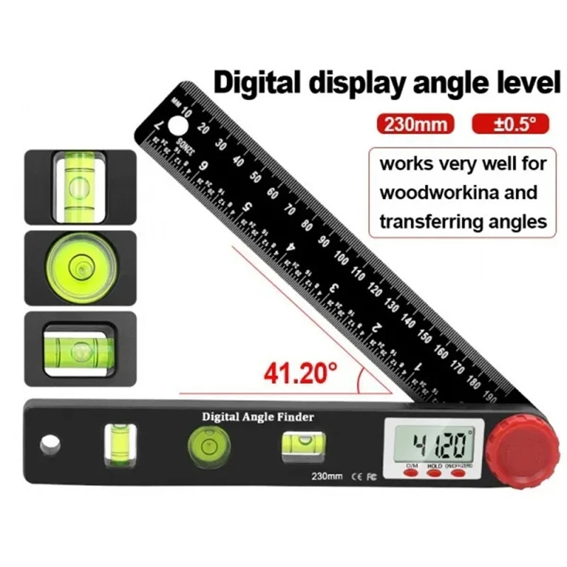 4-In-1 Digital Angle Finder Digital Protractor Multifunction Level Ruler Angle Measuring Tool With Horizontal Vertical Bubble