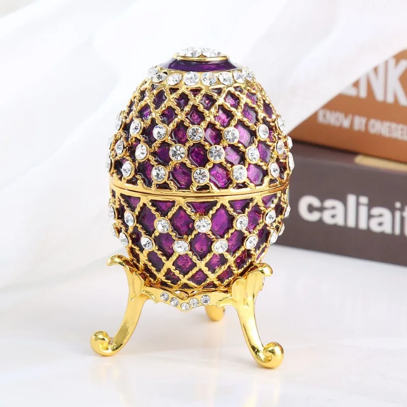 

Creative New Cross border Easter Egg shaped Jewelry Box Enamel Metal Storage Box Home Craft Decoration