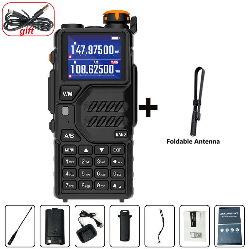 ¡Arriba! Walkie Talkie UV K5 Plus portátil Am Fm Radio bidireccional estación Comumicador Amateur Ham inalámbrico Radios receptoras de largo alcance