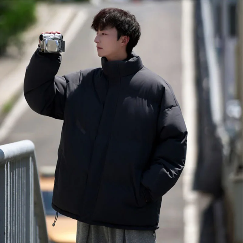 Men's Thicken Winter Jacket Outdoor Cold Protection Warm Zipper Stand Collar Parkas Harajuku Casual Loose Cotton Padded Coat