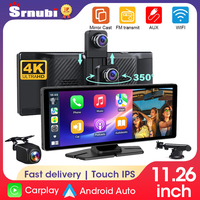 11.26 inch Dash Cam 4K Car DVR Wireless Carplay & Android Auto GPS Navigation Video Recorder Dashboard Dual Lens Wifi FM AUX