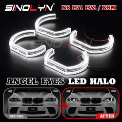 Sinolyn LED Angel Eyes For BMW X6 E71 E72 X6M 2008-2014 Xenon Headlight DTM M4 Style DRL Halo Turn Signal Light Car Accessories