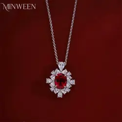 2.5ct 5A Lab Grown Ruby Necklace For Wowen Red Diamond 925 Silver Plated 18k Gold Necklace