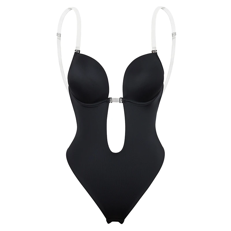 Removable Strap Black Nude U Shape Body Shaping Backless Swimsuit Bodysuit sexy Thong Shapewear