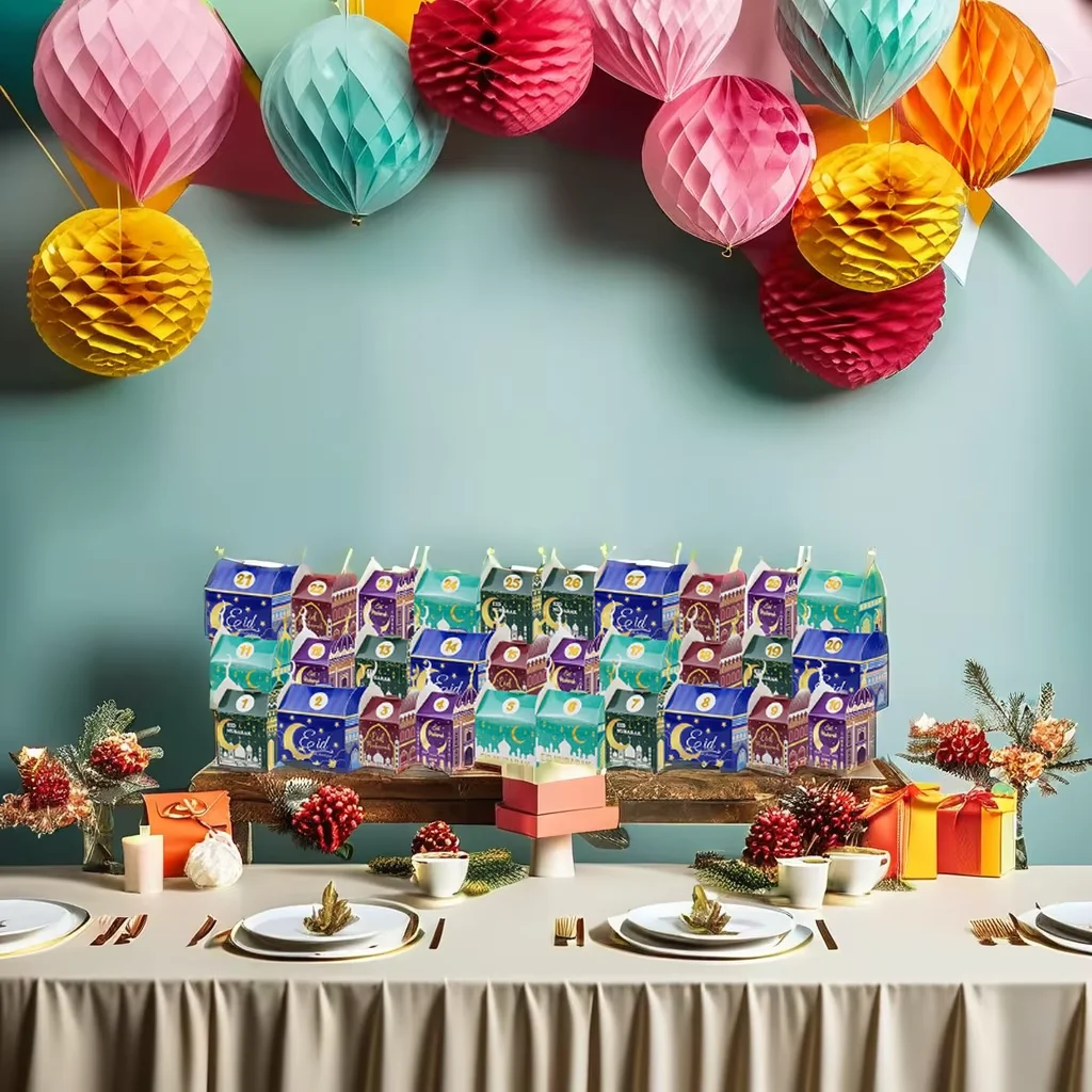 30PCS Ramdan Advent Calendar，30 Empty Boxes for 30 days, Eid Mubarak Coutdown Calendar Fillable Ramadan Gift Box