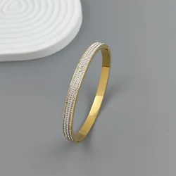 Punk style full of star zircon stainless steel gold-plated women's bracelet, high-quality waterproof metal bracelet, party jewel
