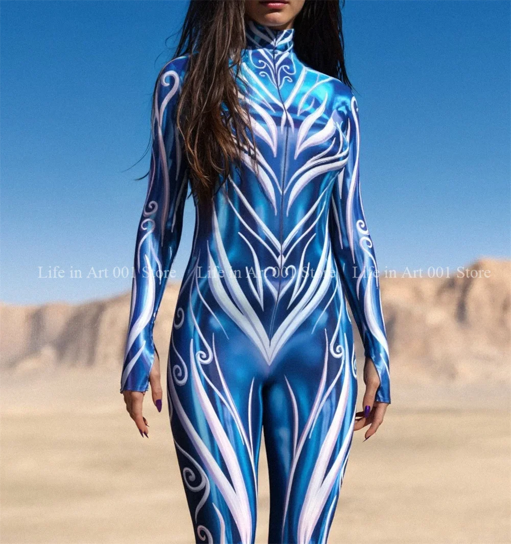 ผู้หญิง Burning Man เทศกาลวันหยุด Catsuit ปาร์ตี้ฮาโลวีนเสื้อผ้า Carnival Morphsuit คอสเพลย์เครื่องแต่งกาย Jumpsuits Zentai