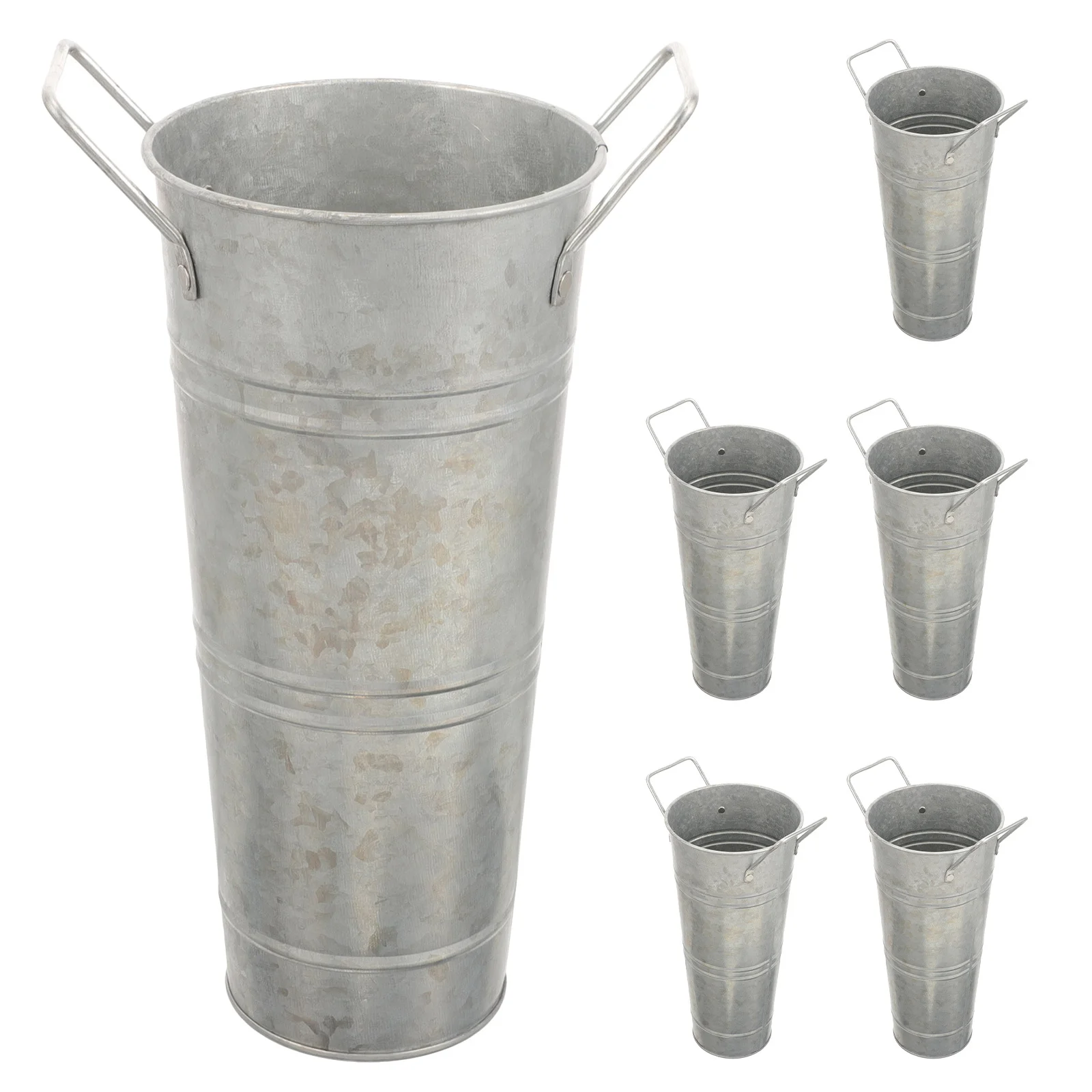 

6Pcs Small Galvanized Metal Flower Vase Rustic Farmhouse Decor Indoor Outdoor Planter Wedding Centerpiece Metal Flower Vase
