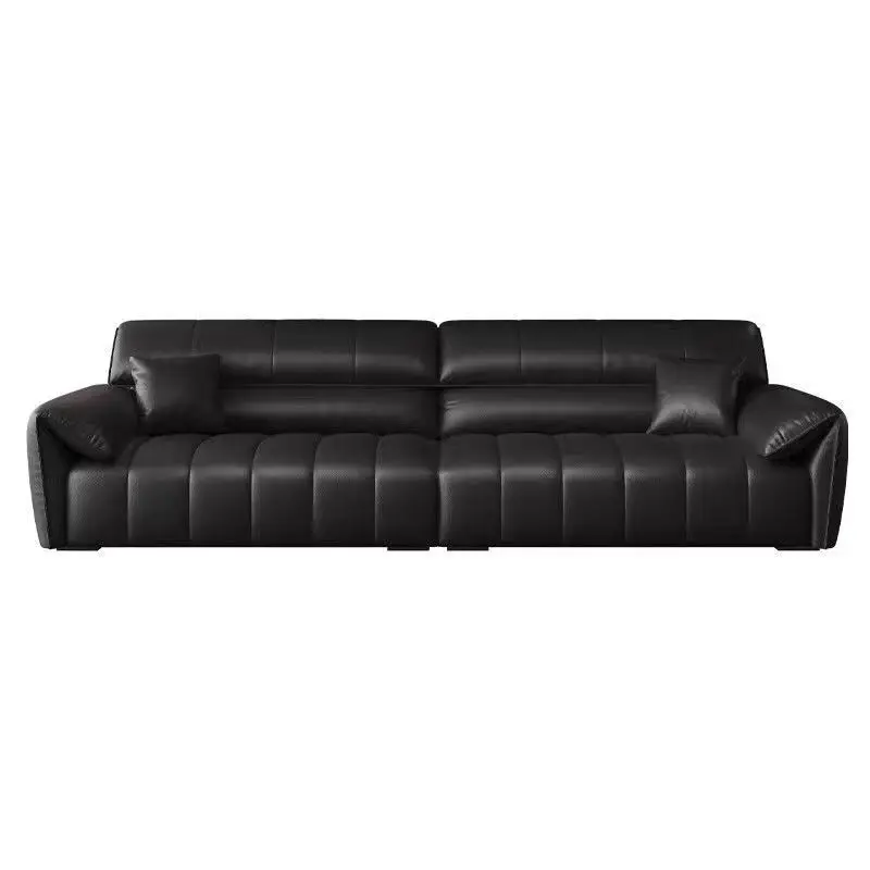 Italian minimalist piano key leather sofa modern simple small apartment living room furniture first layer cowhide leather art