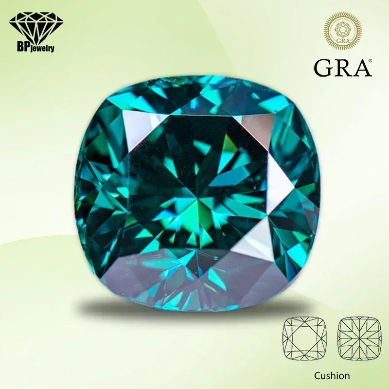 

Moissanite Stone Cushion Cut Primary Color Emerald Green Gemstone Lab Created Diamond for Women Jewelry with Certi
