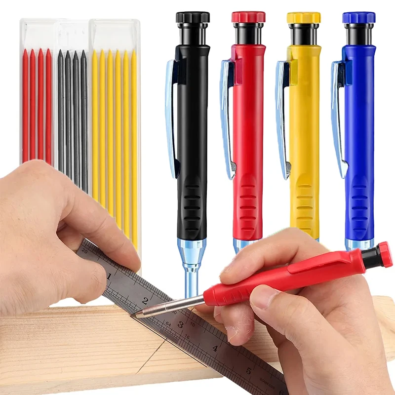 2.8 مللي متر الصلبة نجار قلم رصاص الميكانيكية مع مبراة ل النجارة البناء طويل رئيس نجار القلم لوازم مكتبية #1