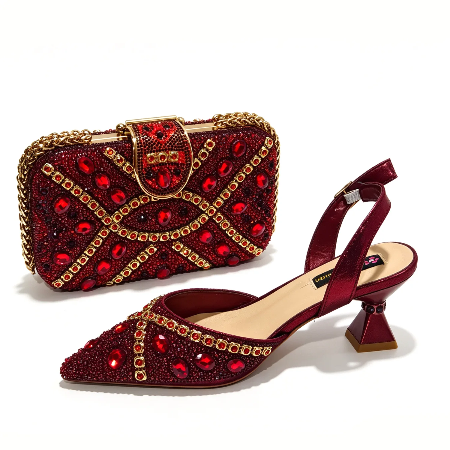 Women Bags For Party - Женские бордовые босоножки с острым носком,