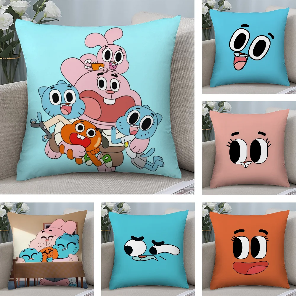 

A-Amazing World Gumball Pillow Case Short Plush Pillow Covers Sofa Decorative Gift Home Double-sided Printing Cushion Cover