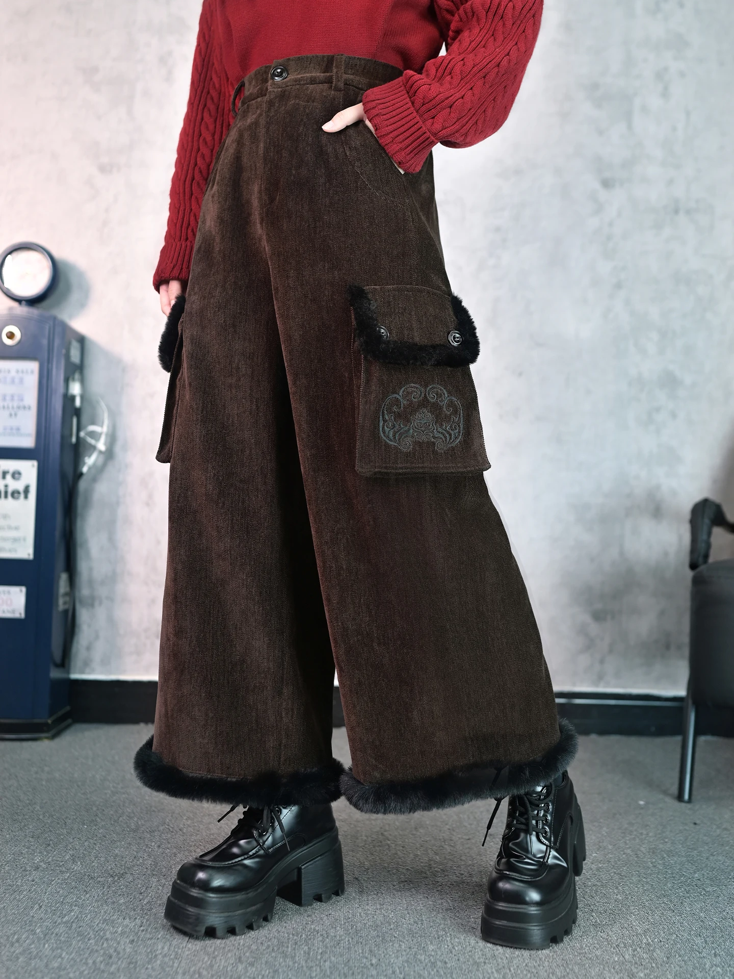 

Женские широкие брюки Thiened с вышивкой, свободные, в стиле ретро, с эффектом похудения, укороченные, с бахромой, с завышенной талией