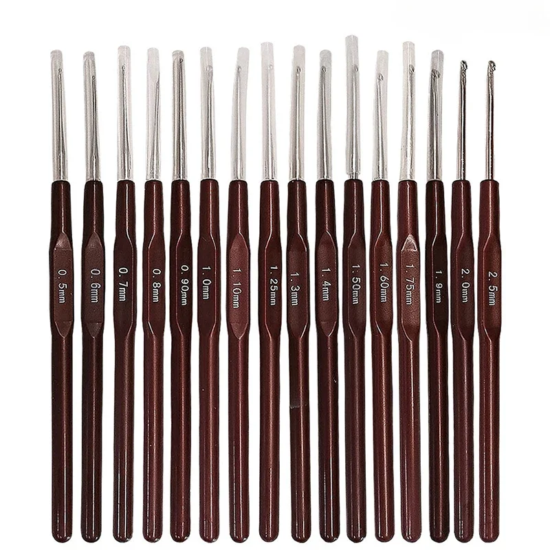 1 قطعة مقبض بلاستيكي خطاف كروشيه مقبض إبر الحياكة مجموعة الكروشيه والحياكة 0.5 مللي متر-2.5 مللي متر 16 حجم لوازم الكروشيه