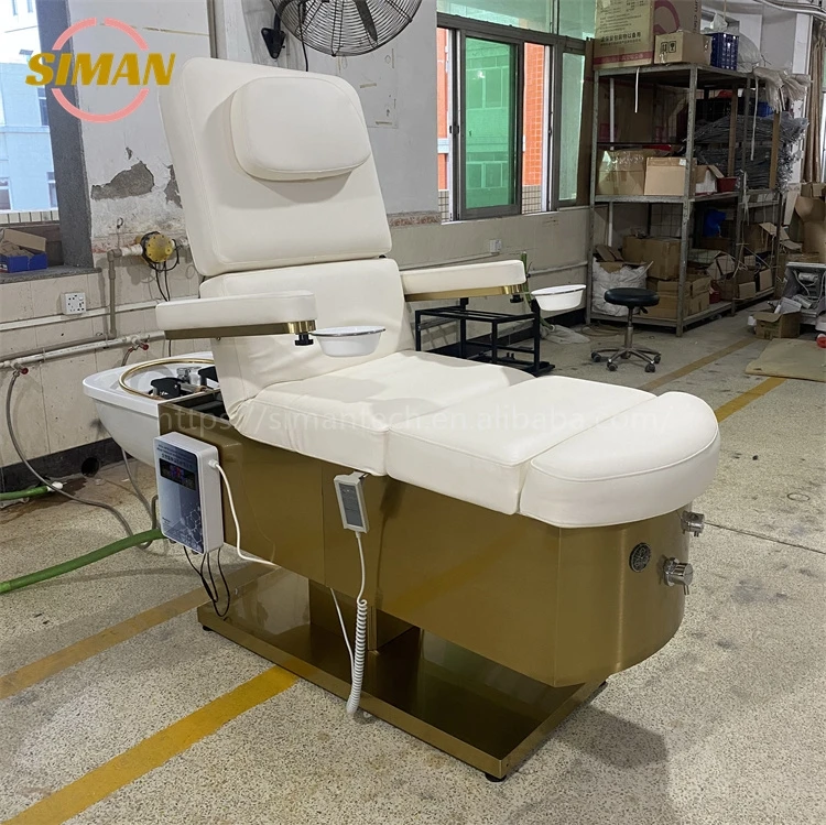 سرير شامبو فاخر من سيمان، كرسي غسيل للشعر، اختياري لتدوير المياه، سرير تجميل احترافي، وظيفة باديكير، صالون سبا للأظافر