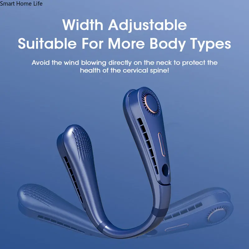 مروحة محمولة صغيرة معلقة الرقبة مروحة سرعة زاوية قابل للتعديل العرض الرقمي الصيف USB قابلة للشحن الكهربائية الخالية من الشفرة مروحة