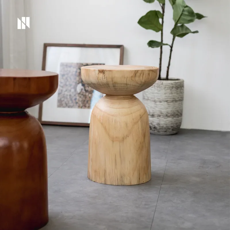 Modern minimalist solid wood pier log stump stool designer creative round stool homestay decoration tree stump stool