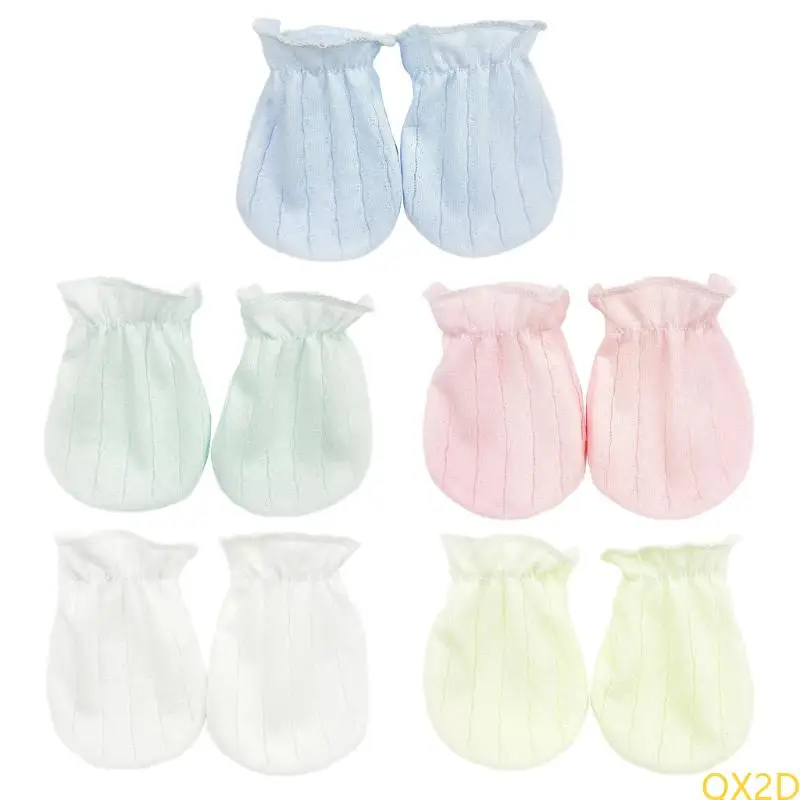 

QX2D Newborns Baby Scratch Proof Mittens Soft & Breathable Cotton Fabric Hand Cover