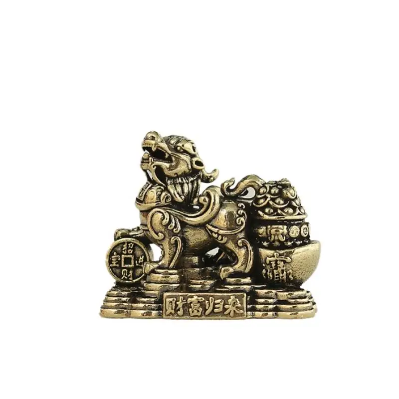 1/2 Stück Messing Chinesische Feng Shui Pixiu-Statue Zieht Reichtum und Glück für Zuhause, Büro, Geschäft, Schreibtischdekorationen, Kunsthandwerk an – Detail 6
