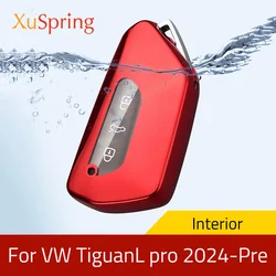 For VW Tiguan L Pro 2024-Pre Car Silicone Remote Smart Key Case Shelter Fob Holder Cover Trim