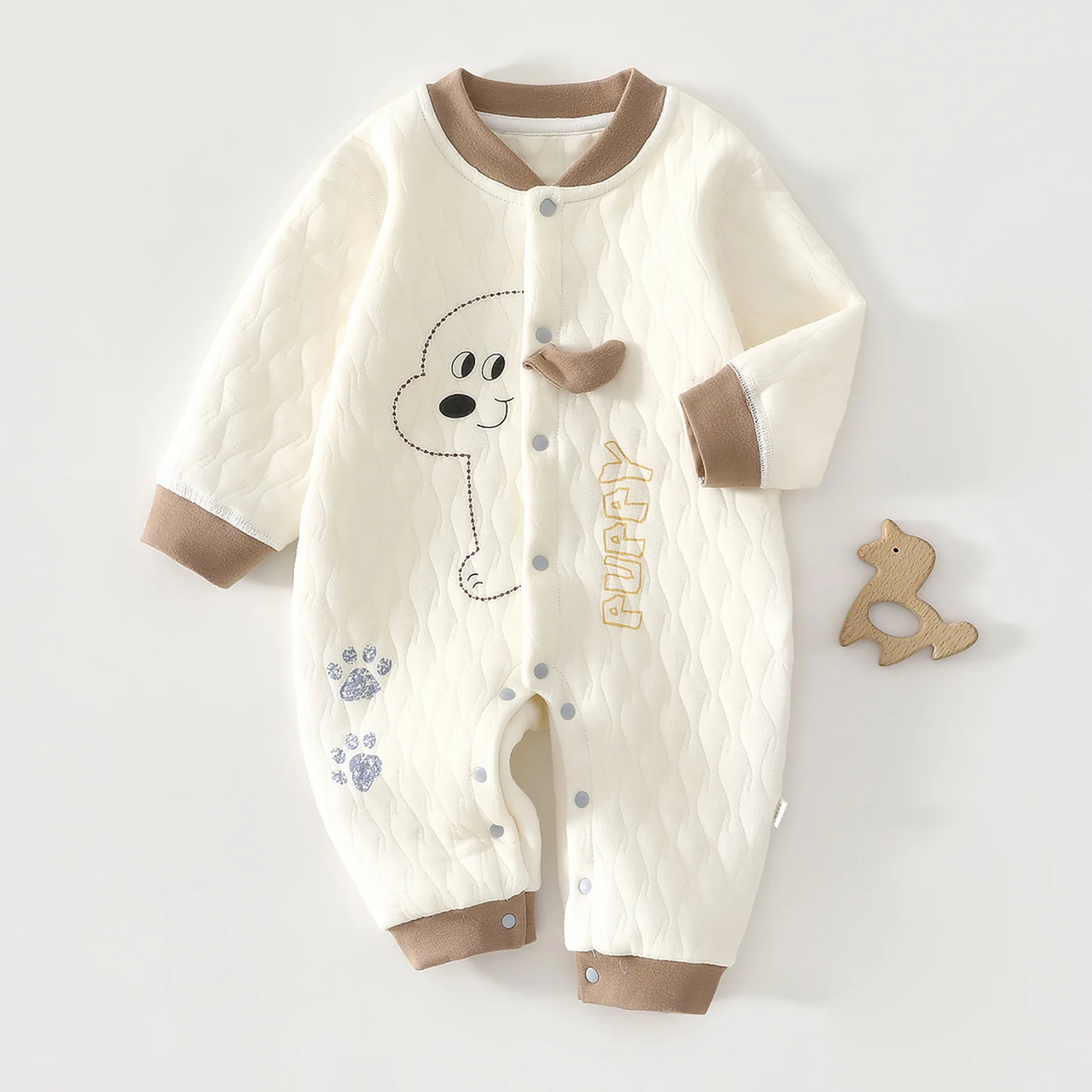 

Baby Jumpsuit, Autumn Thick Cotton Jacket, Three-layer Warm Clothes for Newborns 0-18 Months Crawling Clothes for Young Children