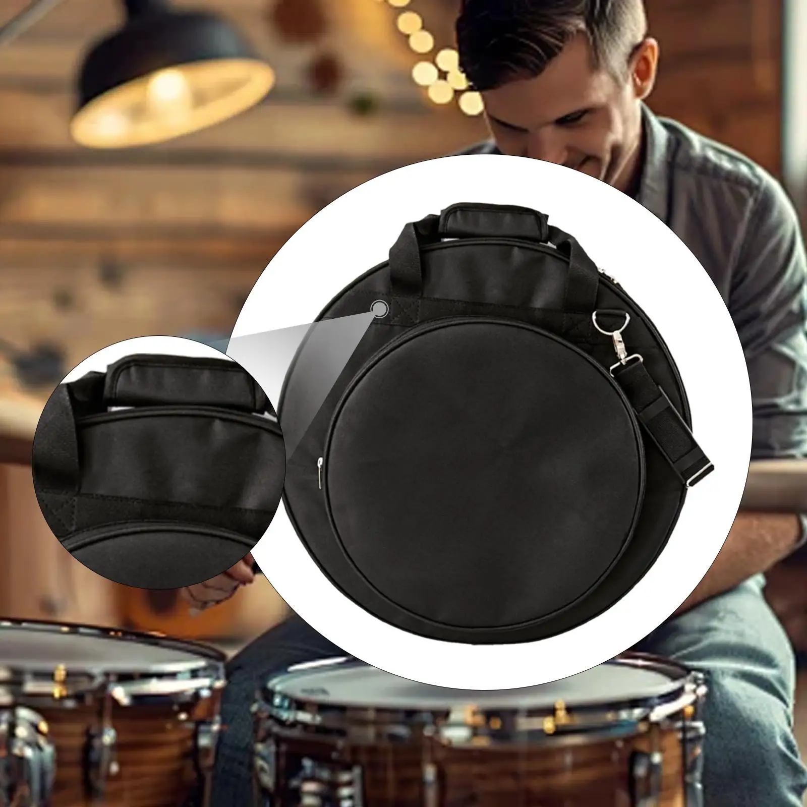 20.87'' Cymbal Storage Bag Cymbal Gig Bag Carry Handles Dustproof Backpack Removable Dividers for Practice