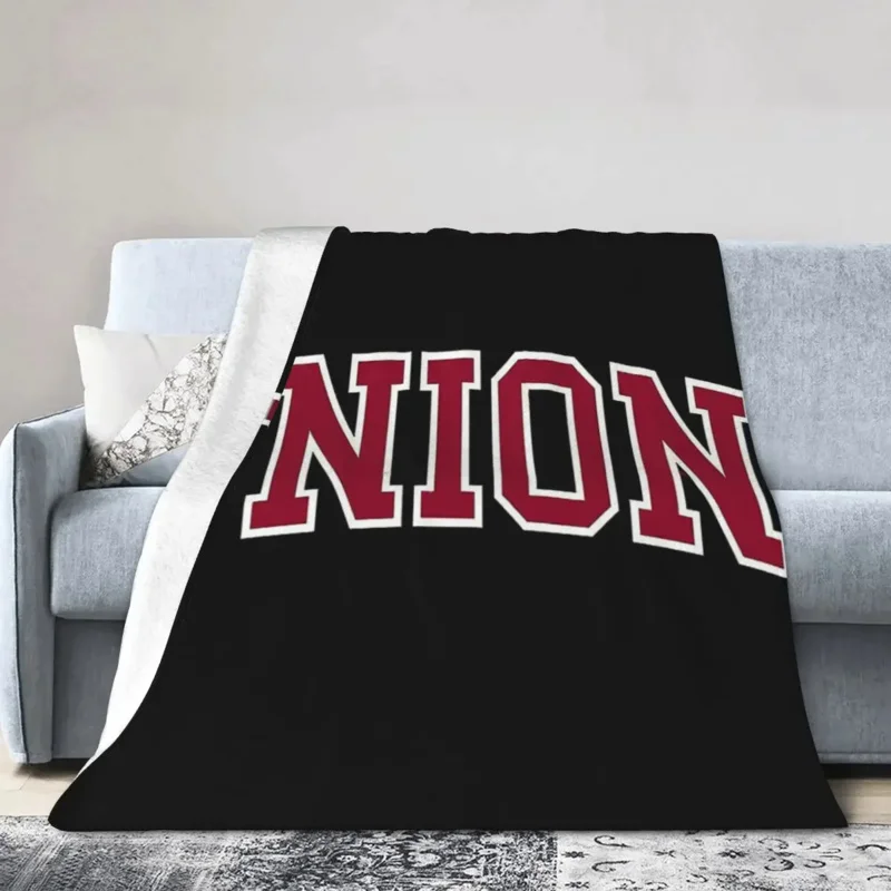 

Union - College Font Curved Blanket Soft Warm Flannel Throw Blanket Cover for Bed Living room Picnic Travel Home Couch