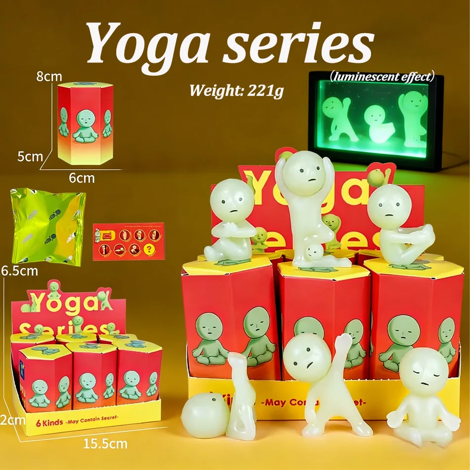 Mini Caixa de Brinquedo Fashion: Série Yoga para Quarto, Boneca Luminosa, Ornamento para Mesa e Decoração de Computador