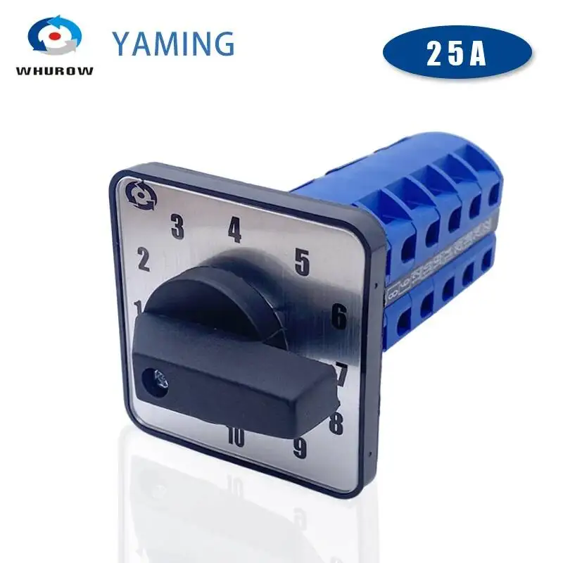 

LW26-25 Rotary Cam Switch 64X64mm Panel Ui 690V 25A 6 Poles For Welding Machine 10 Position Silver Contact