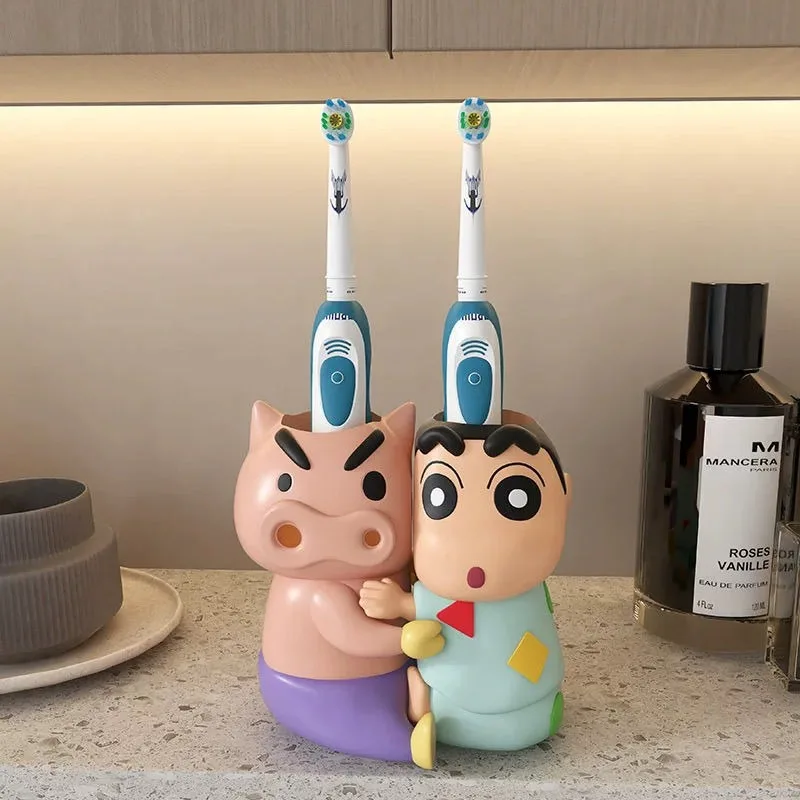 Crayon Shin-chan Bathroom Tooth Cup Holder for Man Women Home Restroom Decorations Hanging Storage Shelf Toothbrush Holders