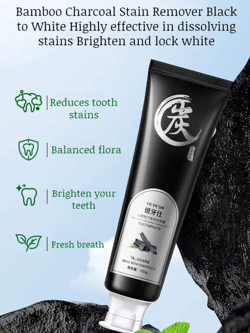 Bamboo Charcoal Small Black Tube White Toothpaste Gentle Whitening Teeth Fresh Breath Mint Flavor Activated Charcoal 100g