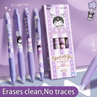 Sanrio 12Pcs Erasable Gel Pen Cartoon Set Kuromi Handle Cute Sponge Sheath 0.5Mm Blue Black Press Pen Students Learn Stationery